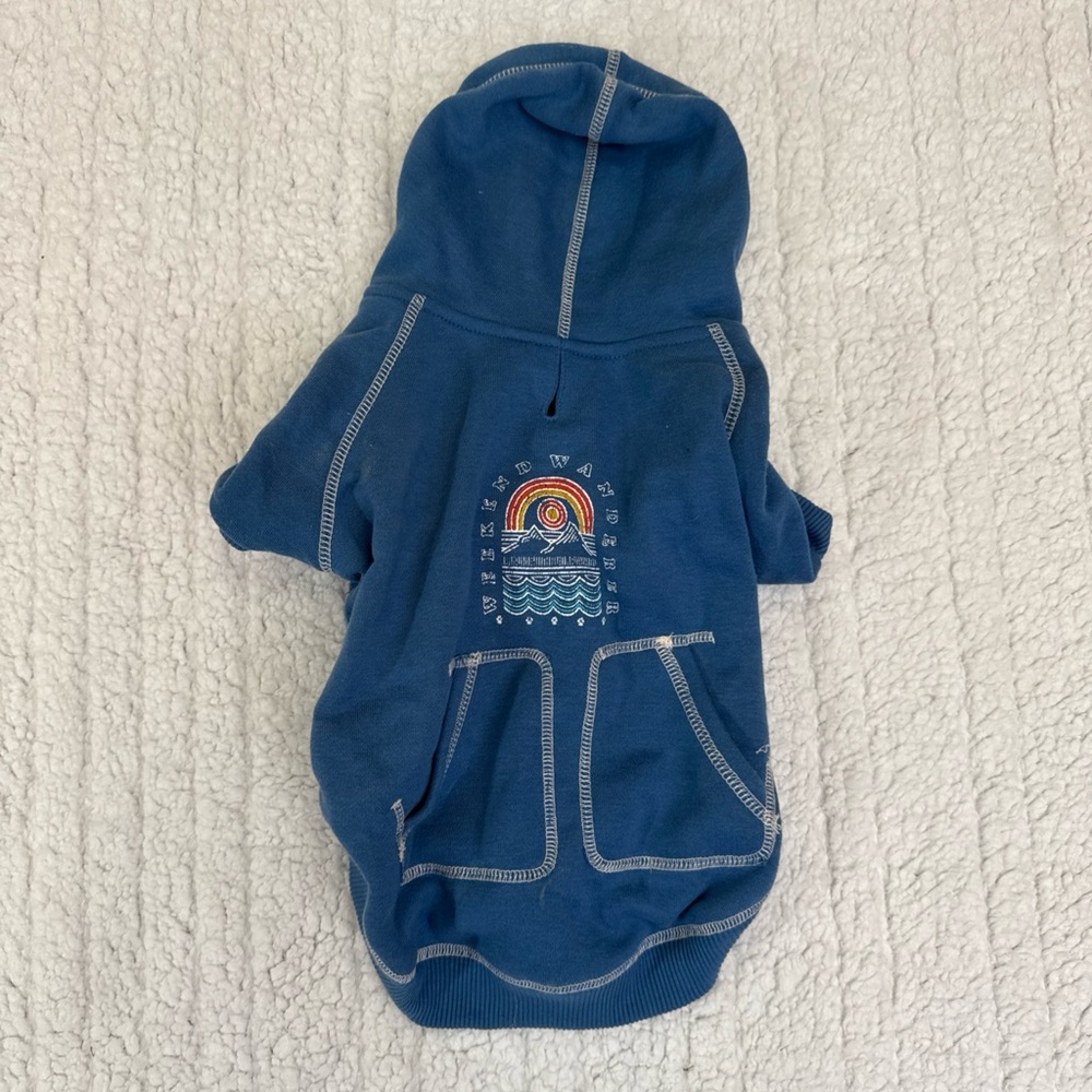 Blue Dog Hoodie with Embroidered Design
